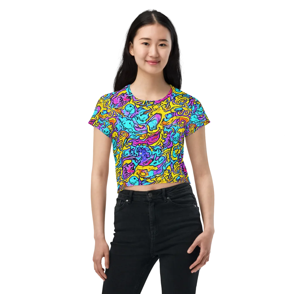 Graffiti Current on Crop Tee — Front