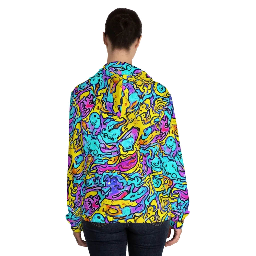 Graffiti Current on Women's Full-Zip Hoodie — Back On Person