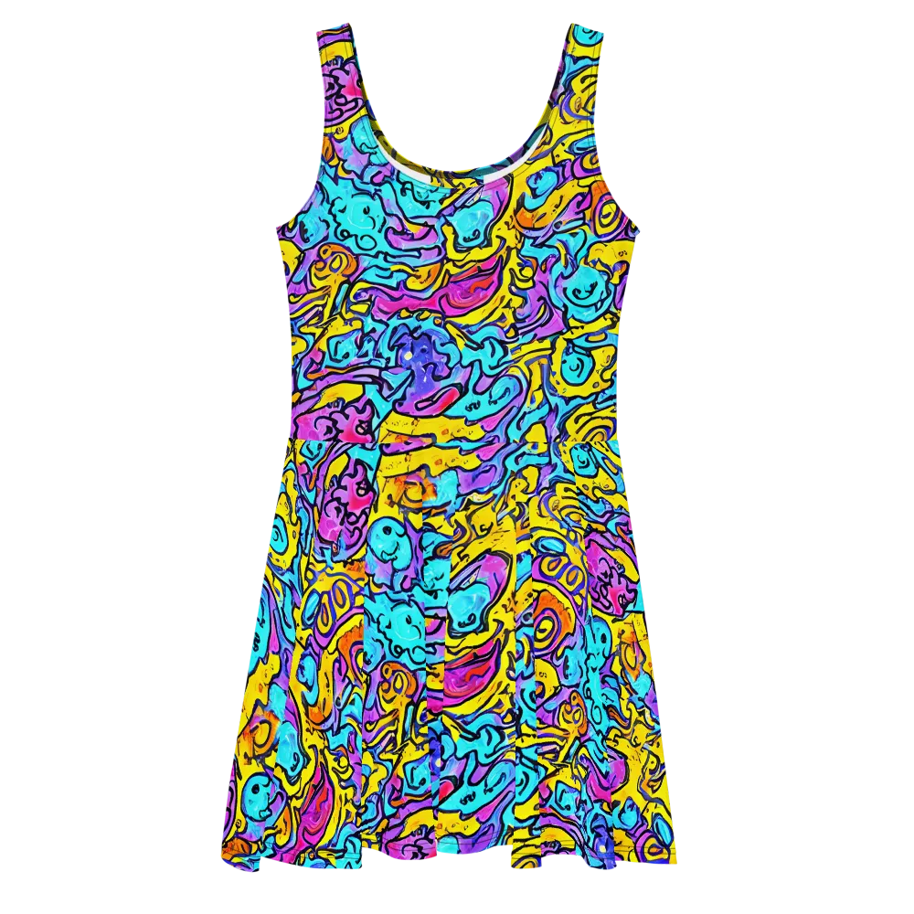 Graffiti Current on Skater Dress — Front
