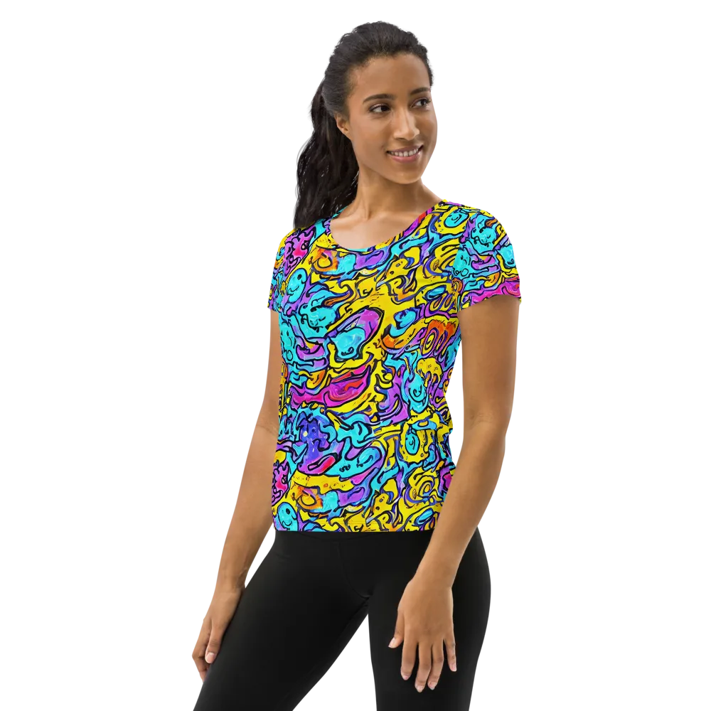 Graffiti Current on Women's Athletic T-Shirt — Left