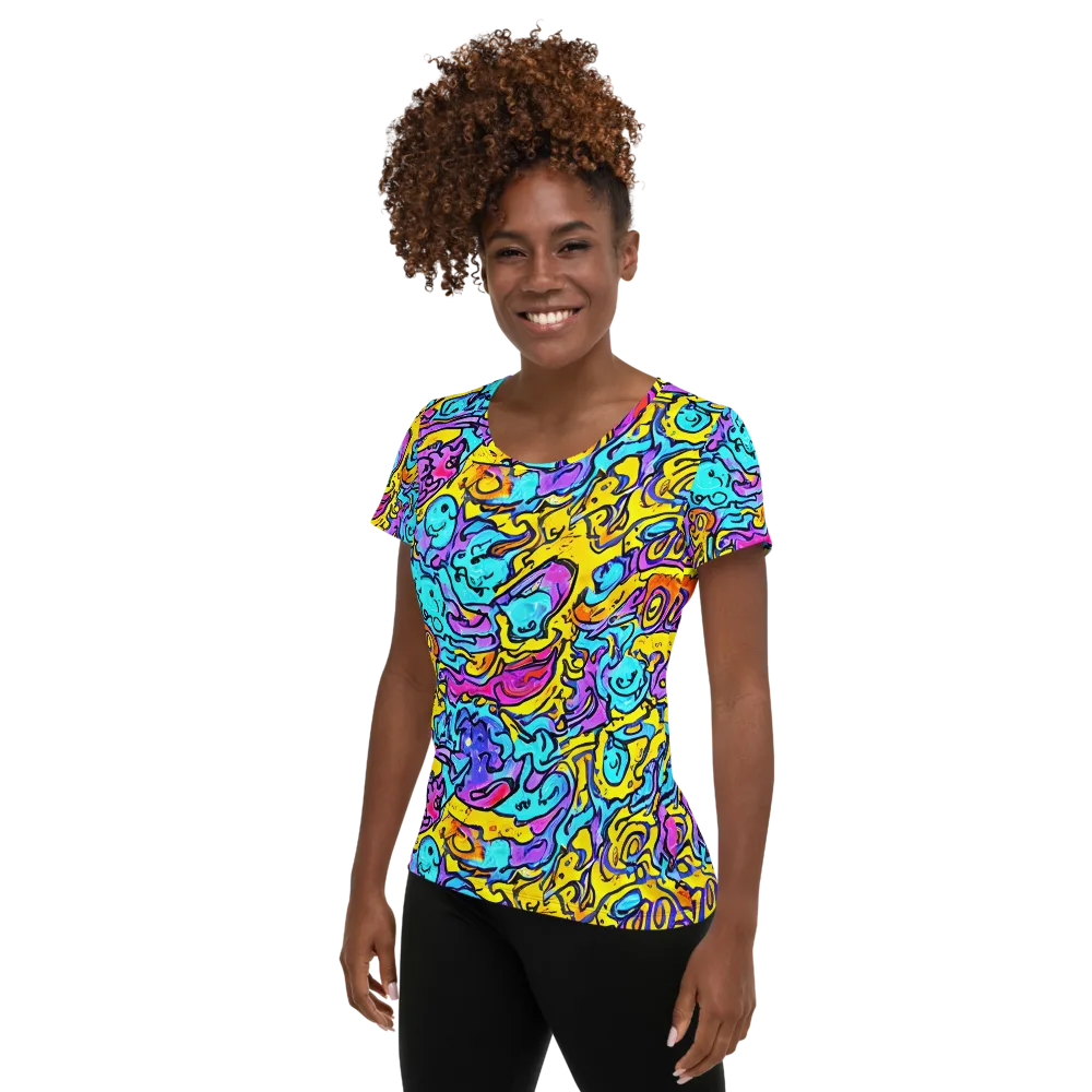 Graffiti Current on Women's Athletic T-Shirt — Left