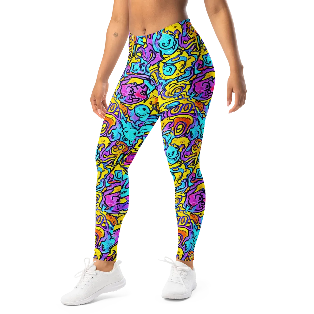 Graffiti Current on Leggings — Left Front