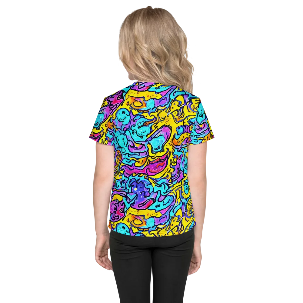 Graffiti Current on Kids Crew Neck T-Shirt — Back