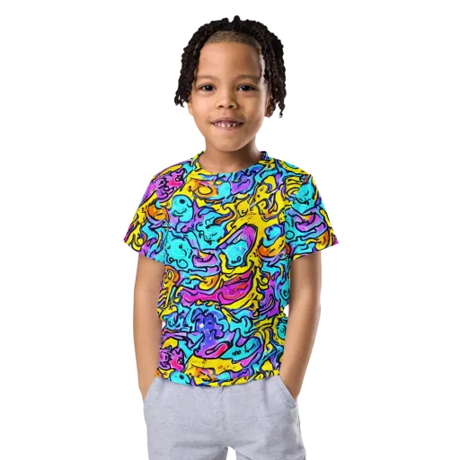 Graffiti Current on a Kids Crew Neck T-Shirt