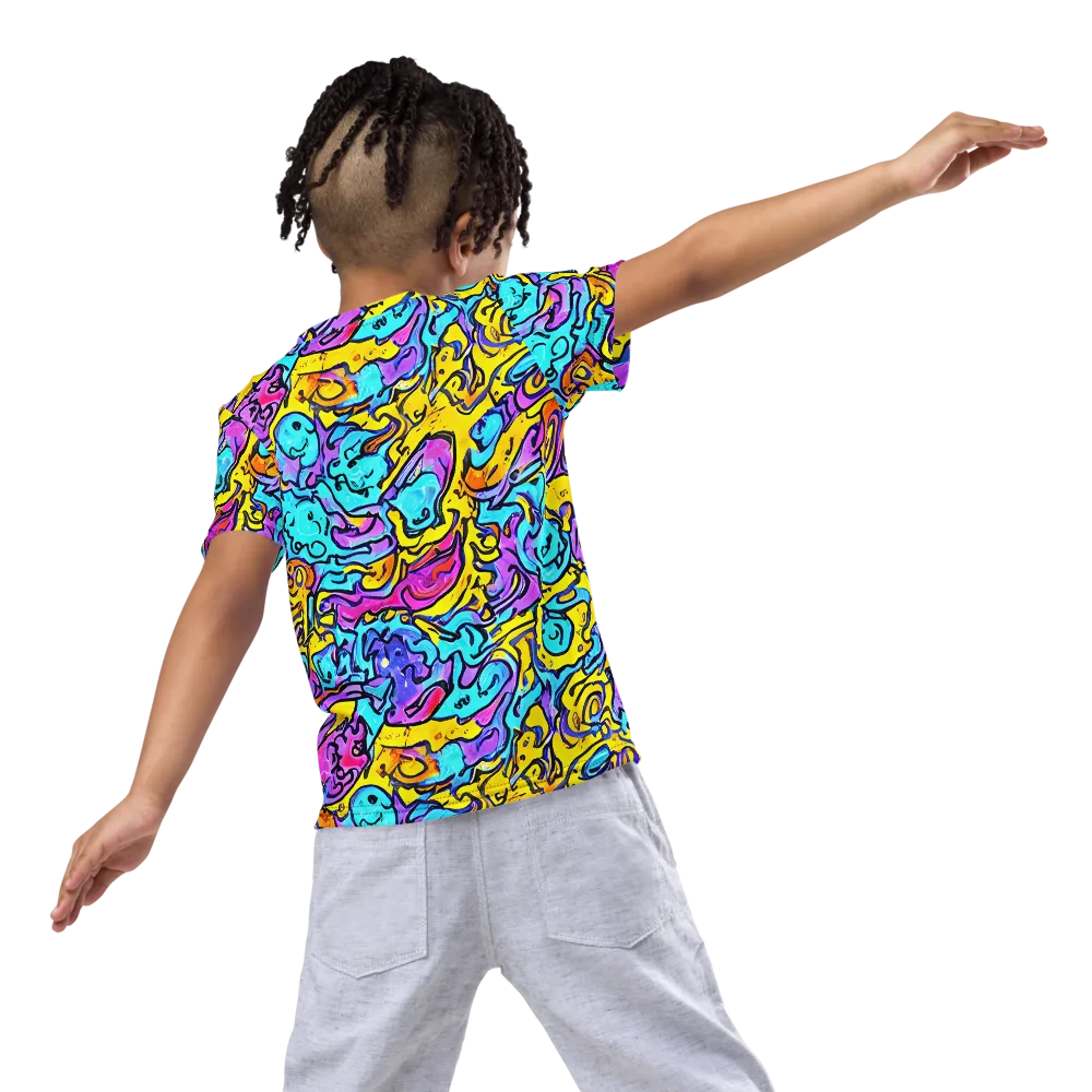 Graffiti Current on Kids Crew Neck T-Shirt — Back