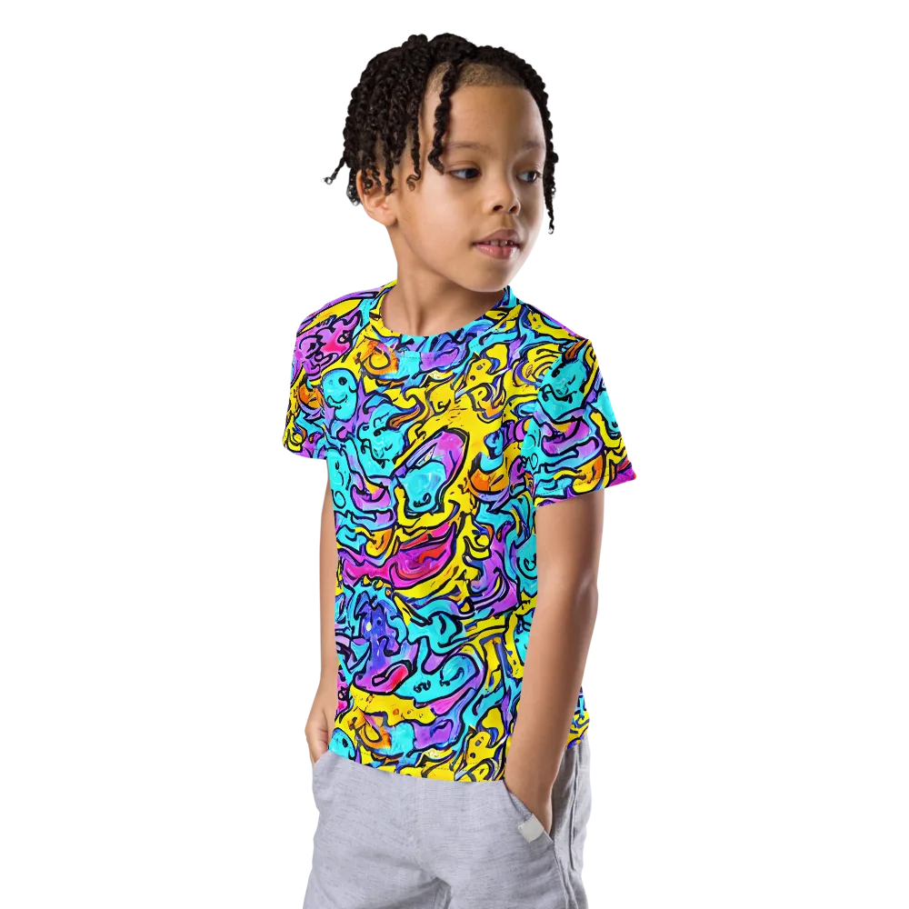 Graffiti Current on Kids Crew Neck T-Shirt — Left Front
