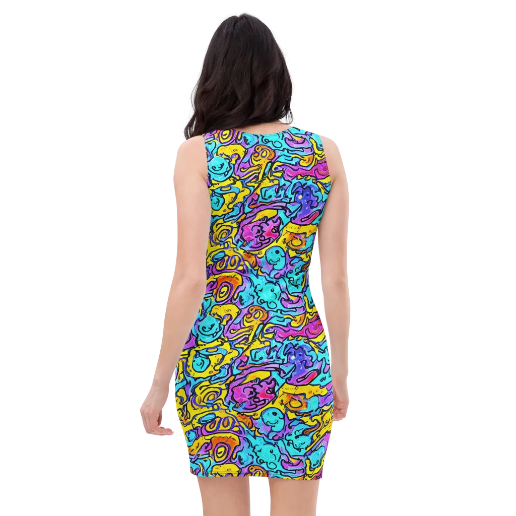 Graffiti Current on Bodycon Dress — Back
