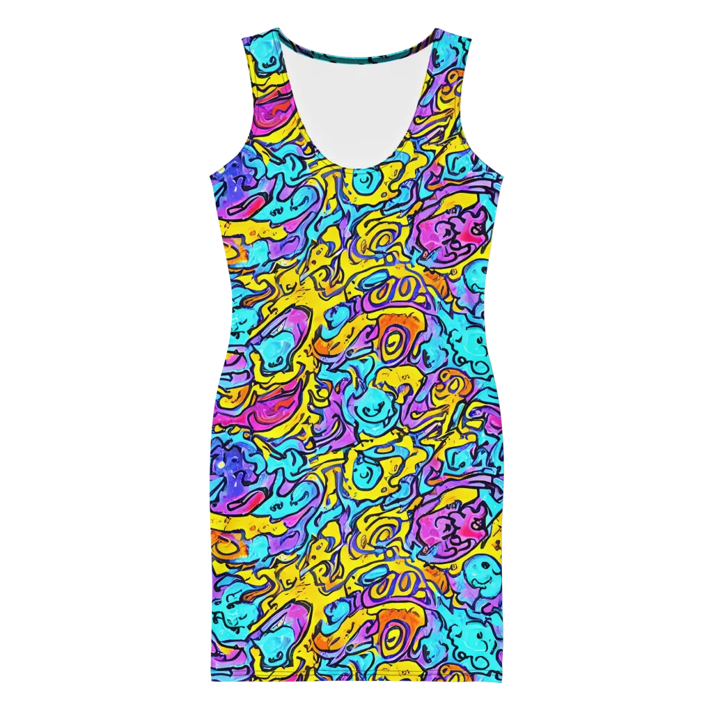 Graffiti Current on Bodycon Dress — Front