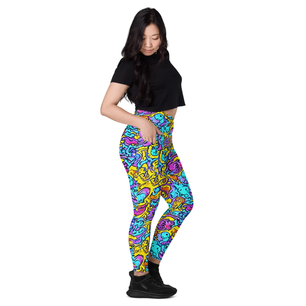 Graffiti Current on Leggings with Pockets — Right