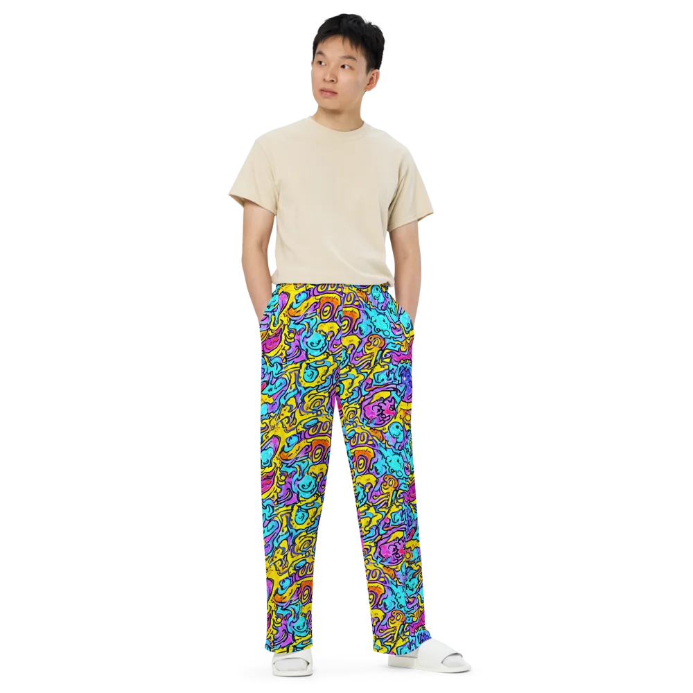 Graffiti Current on Wide-Leg Pants — Front