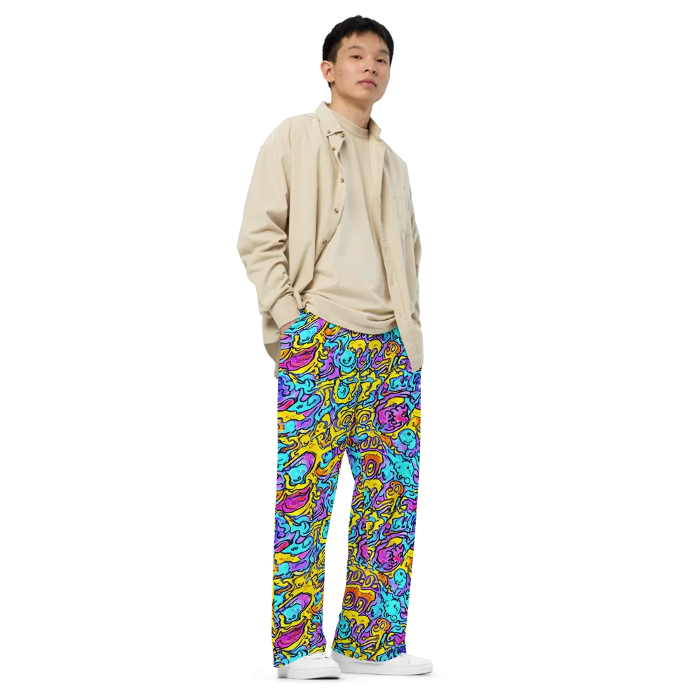 Graffiti Current on Wide-Leg Pants — Right Front