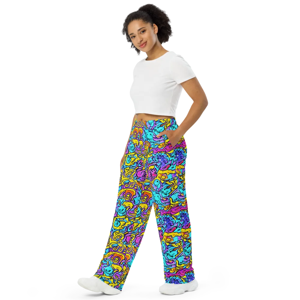 Graffiti Current on Wide-Leg Pants — Left Front