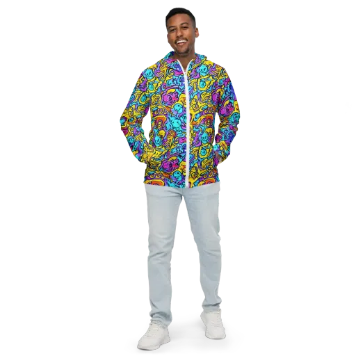 Graffiti Current on a Men's Windbreaker