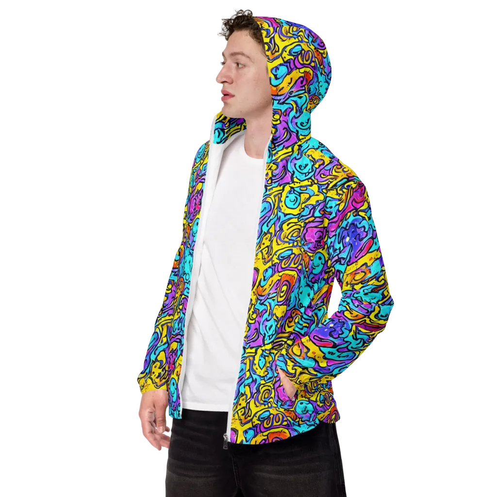 Graffiti Current on Men's Windbreaker — Left Front