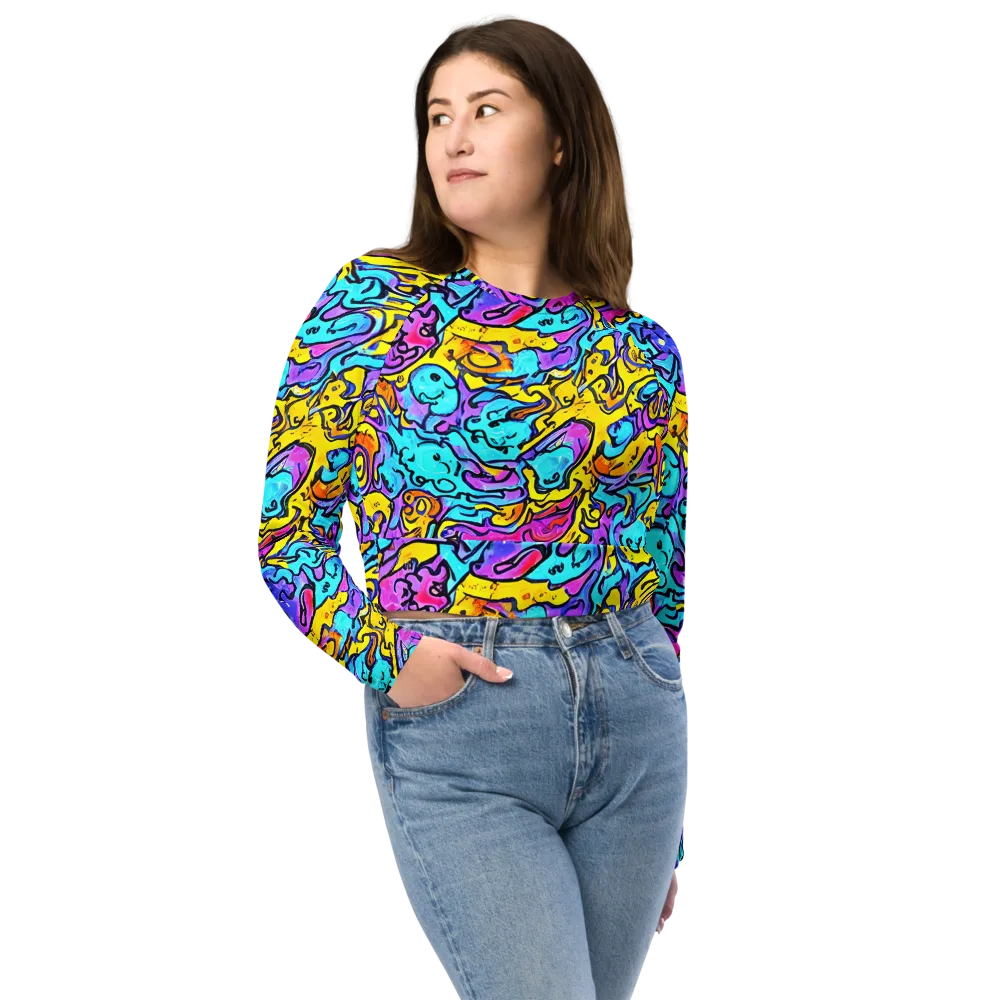Graffiti Current on Long Sleeve Crop Top — Front
