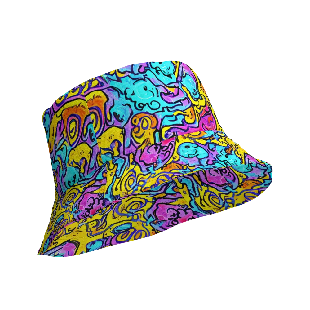 Graffiti Current on Reversible Bucket Hat — Product details Outside