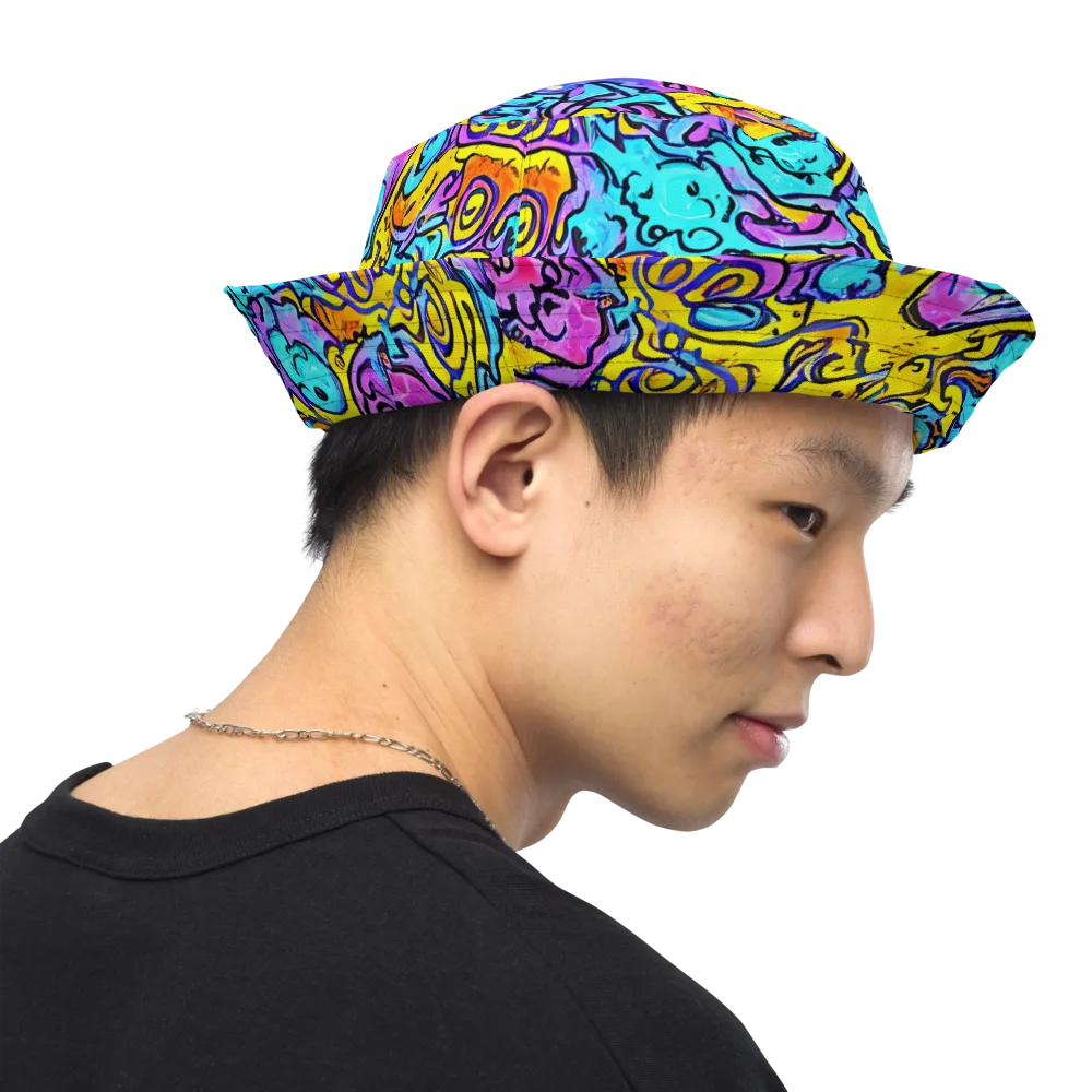 Graffiti Current on Reversible Bucket Hat — Right Outside