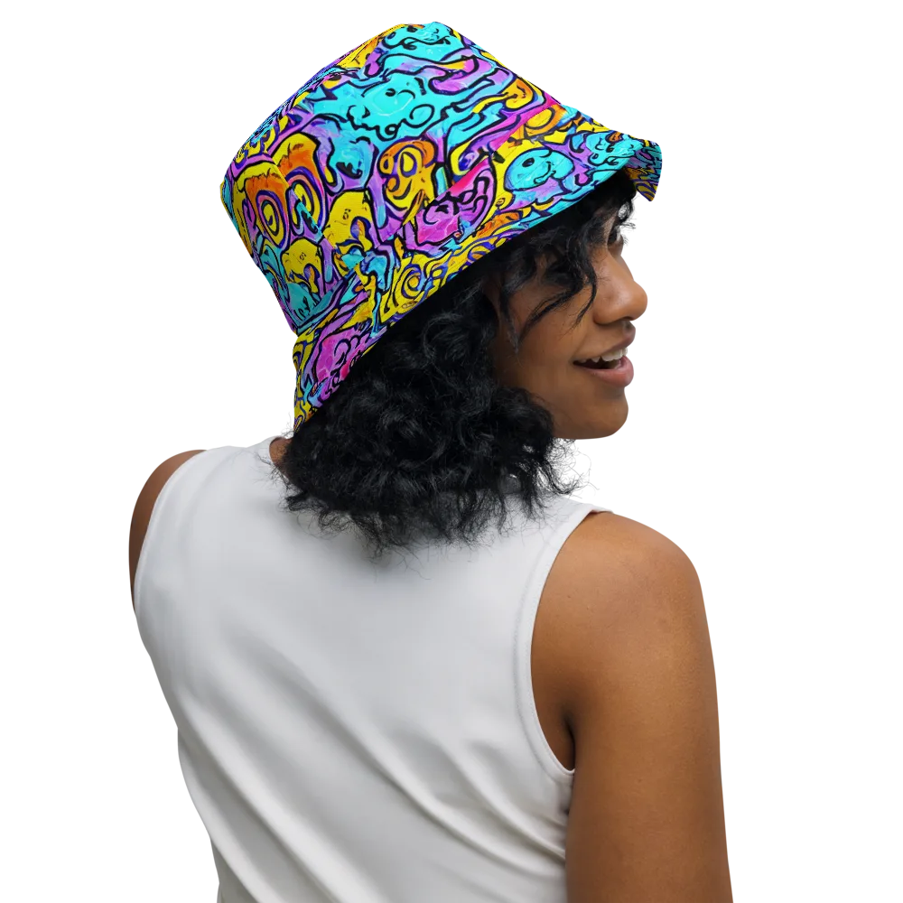 Graffiti Current on Reversible Bucket Hat — Right Outside