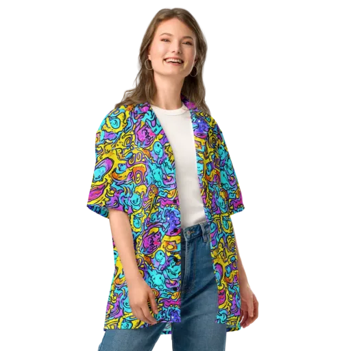 Graffiti Current on a Button Shirt