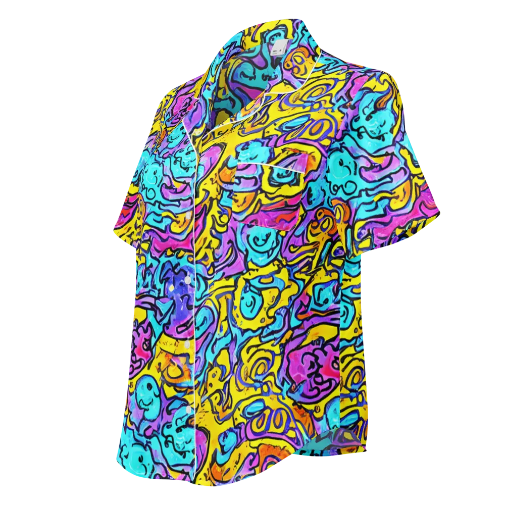Graffiti Current on Women's Short Sleeve Pajama Top — Left Front