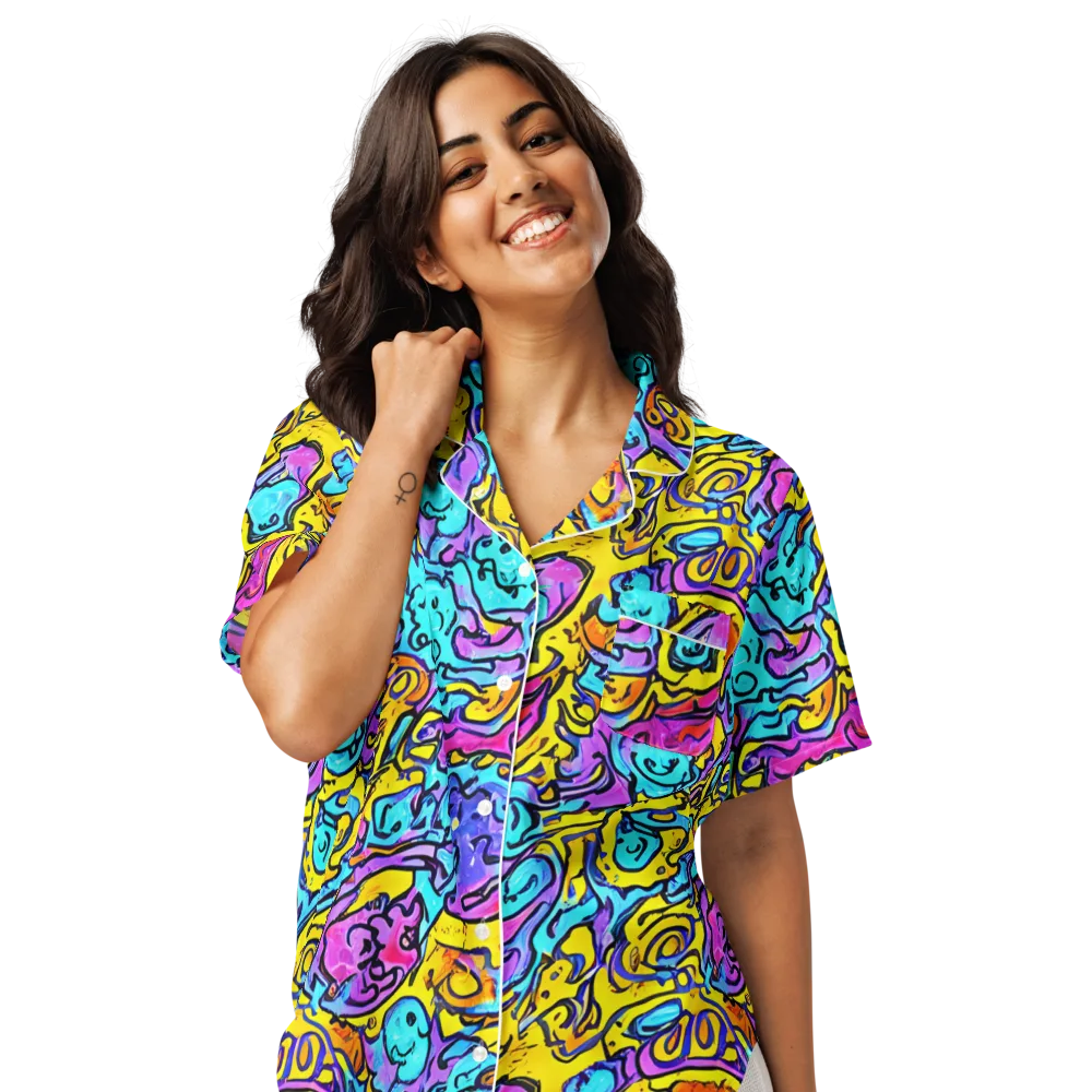 Graffiti Current on Women's Short Sleeve Pajama Top — Front