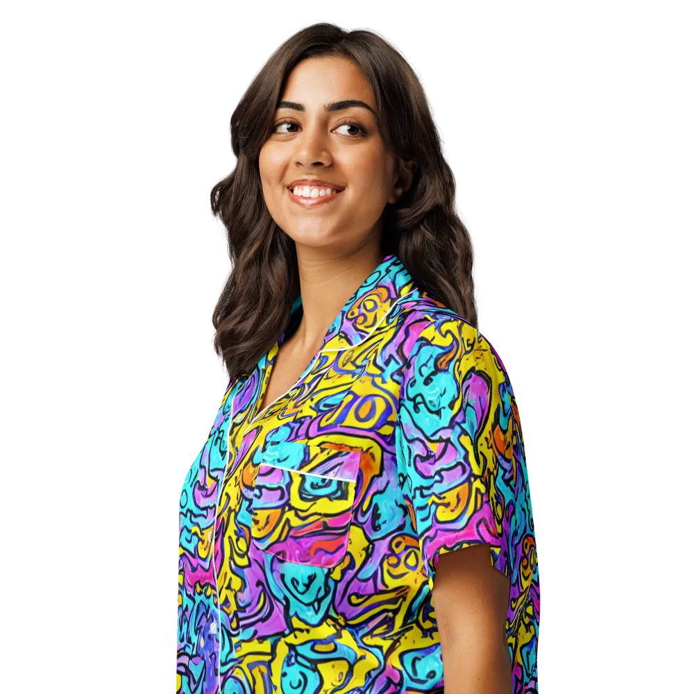 Graffiti Current on Women's Short Sleeve Pajama Top — Left Front