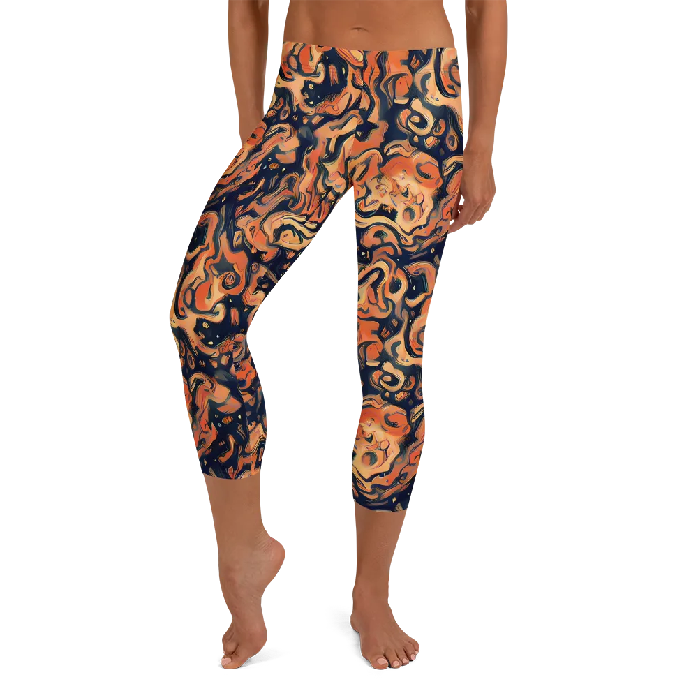 Tangerine Abyss on Capri Leggings — Front