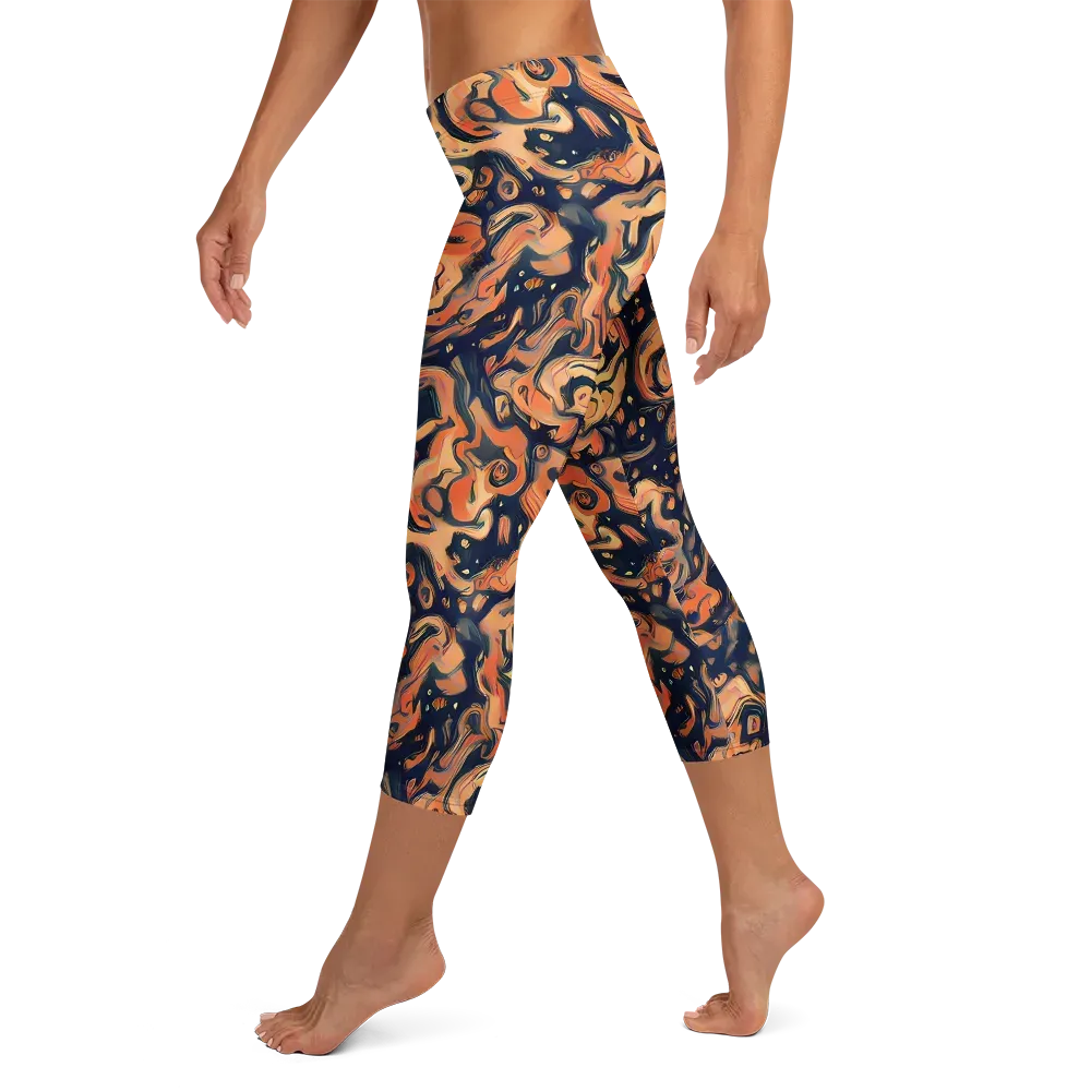 Tangerine Abyss on Capri Leggings — Left
