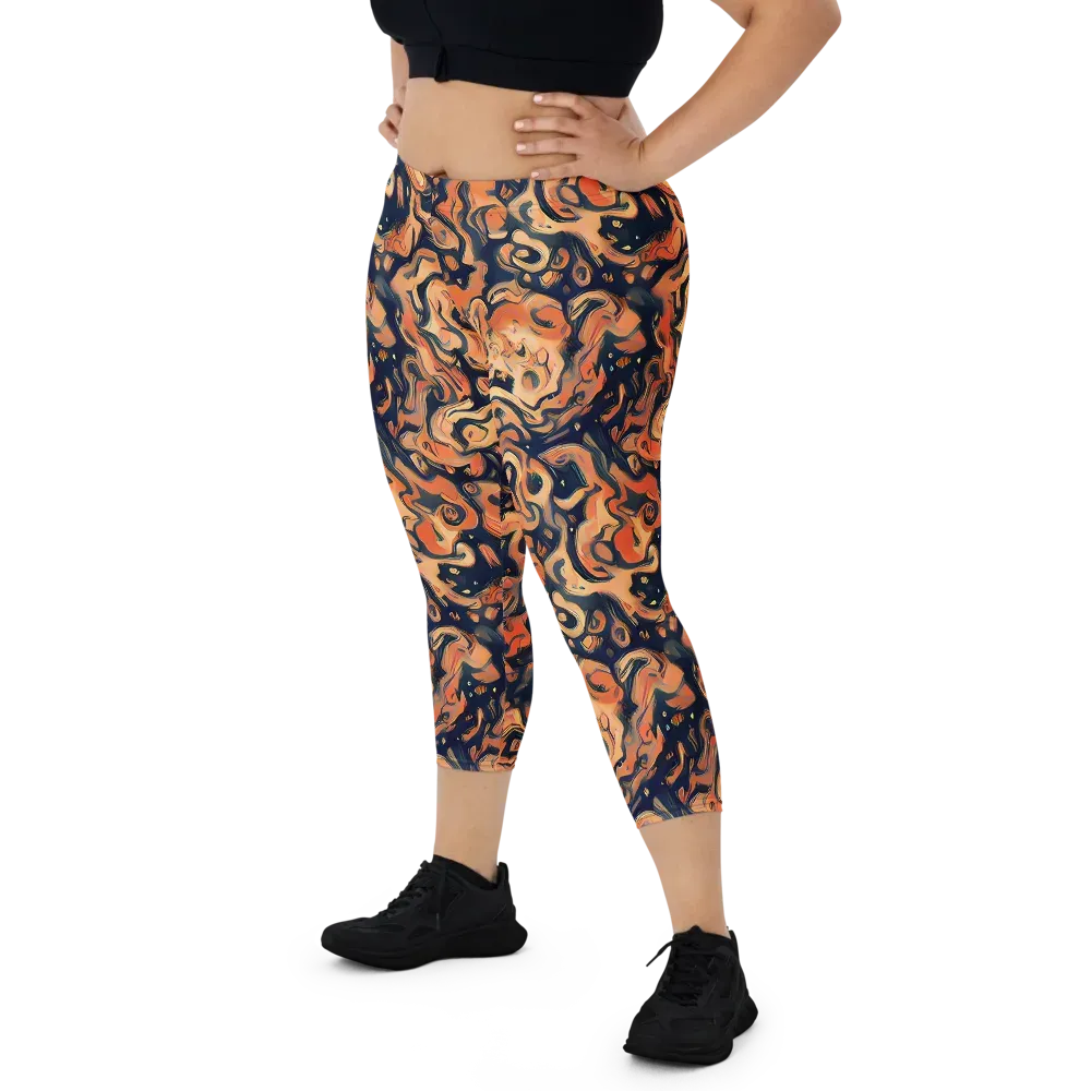 Tangerine Abyss on Capri Leggings — Front