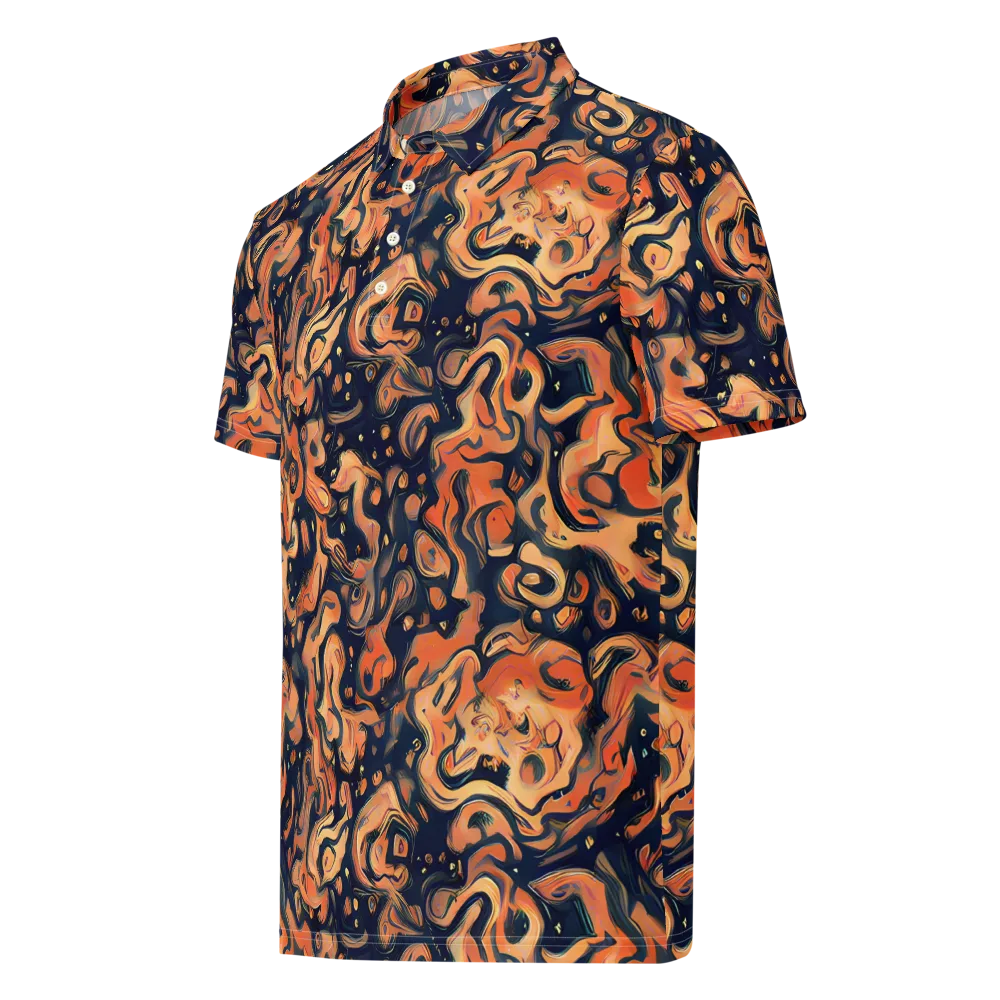 Tangerine Abyss on Men's Slim Fit Polo Shirt — Left Front