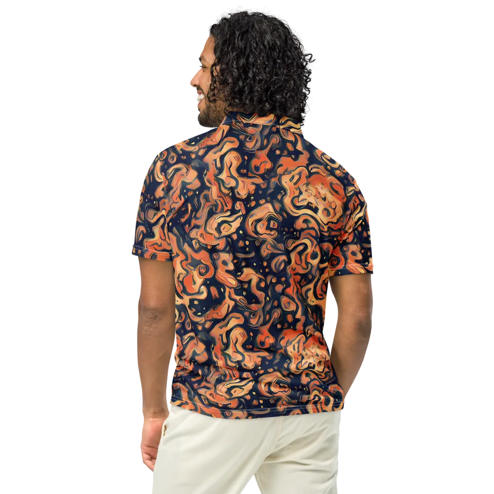 Tangerine Abyss on Men's Slim Fit Polo Shirt — Back