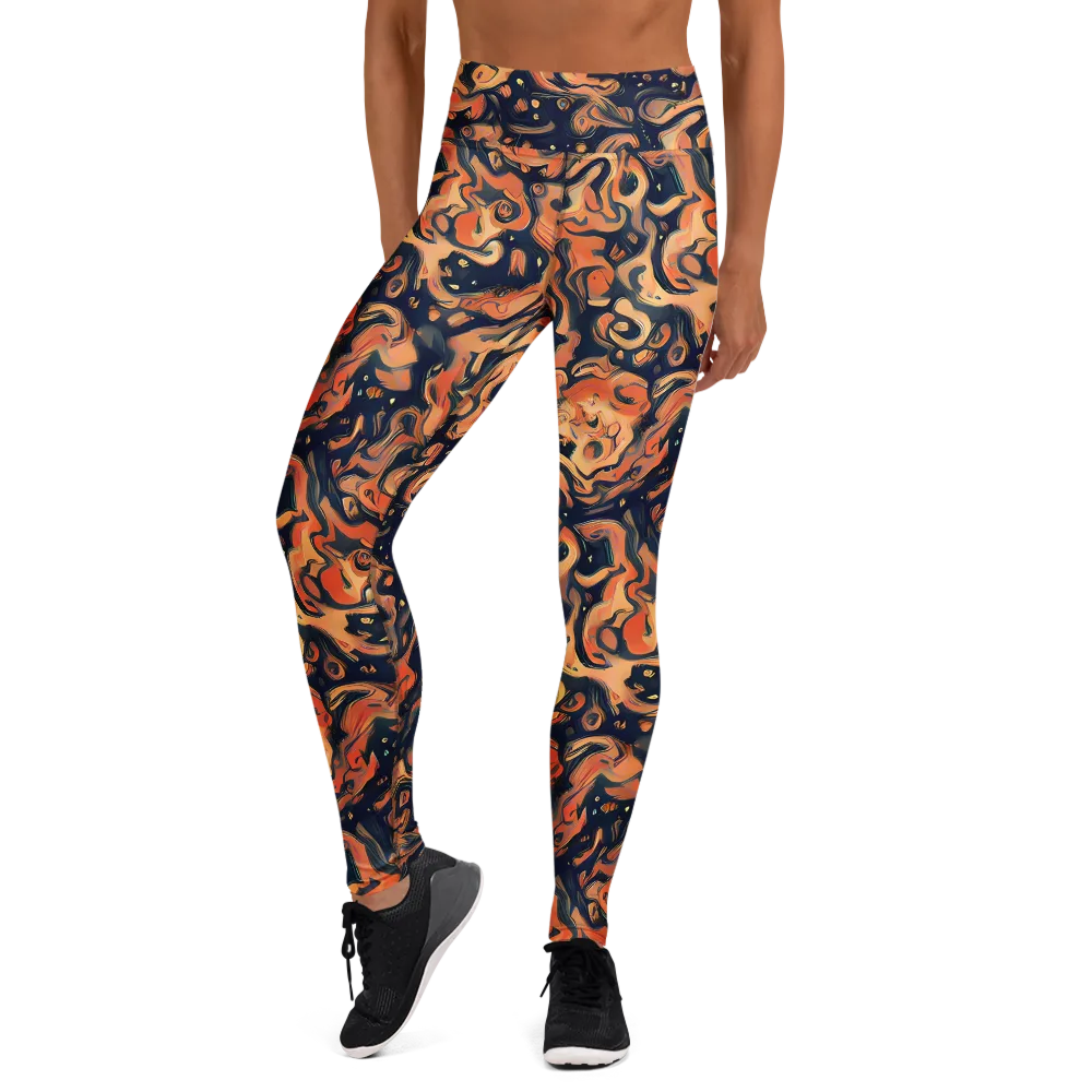Tangerine Abyss on Yoga Leggings — Front