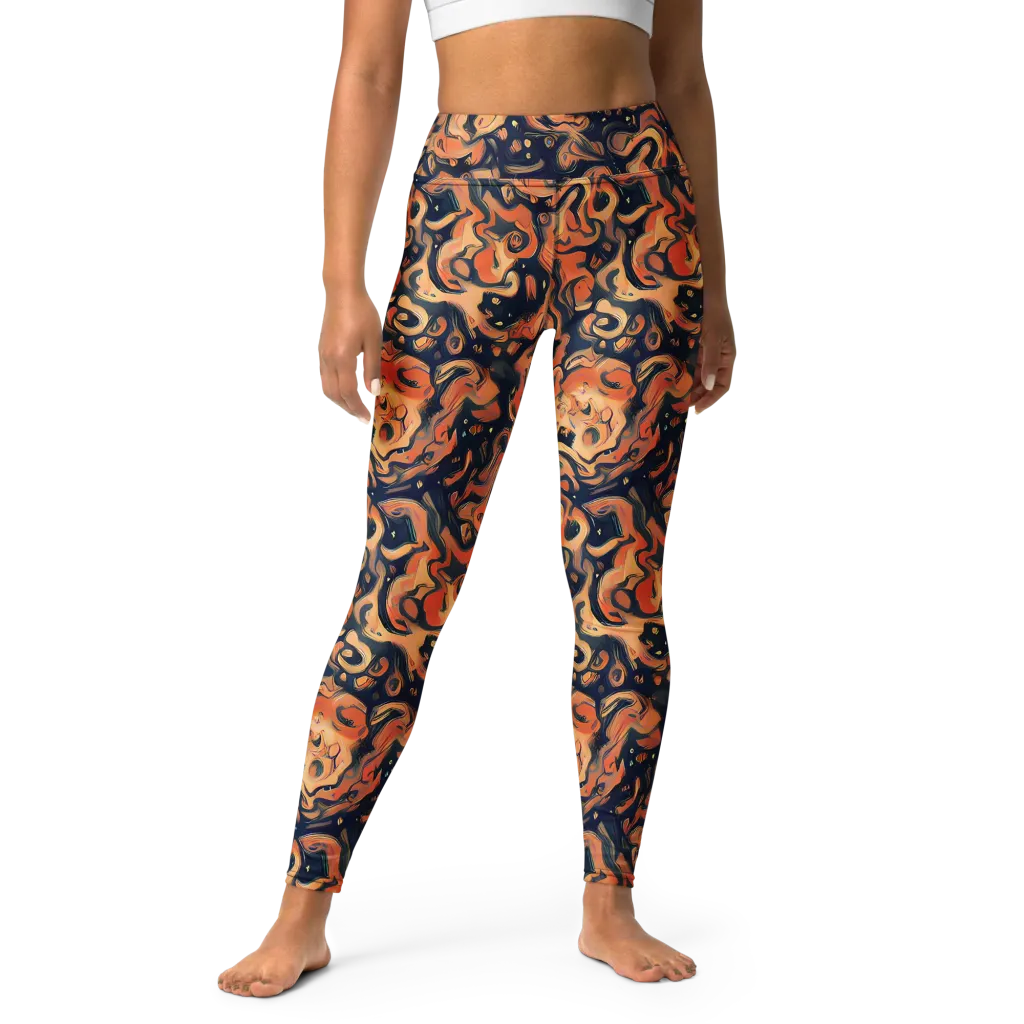 Tangerine Abyss on Yoga Leggings — Front