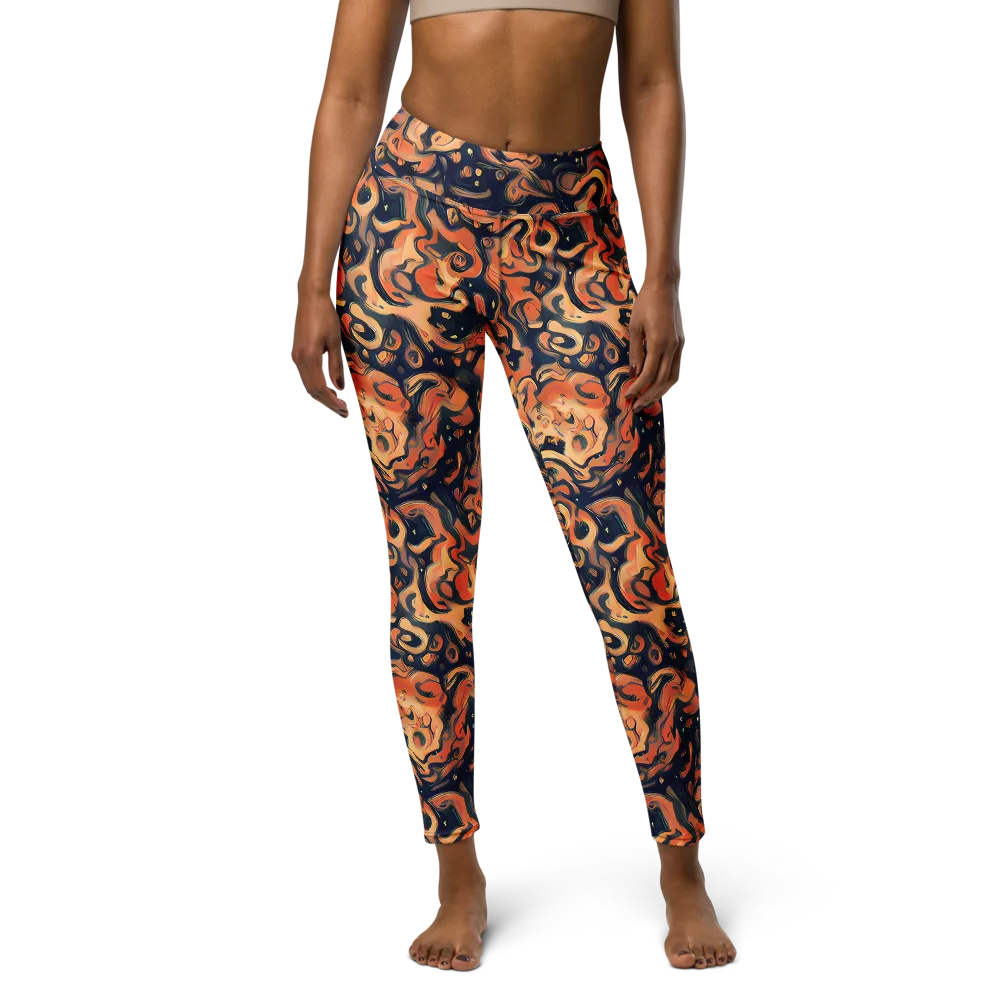Tangerine Abyss on Yoga Leggings — Front