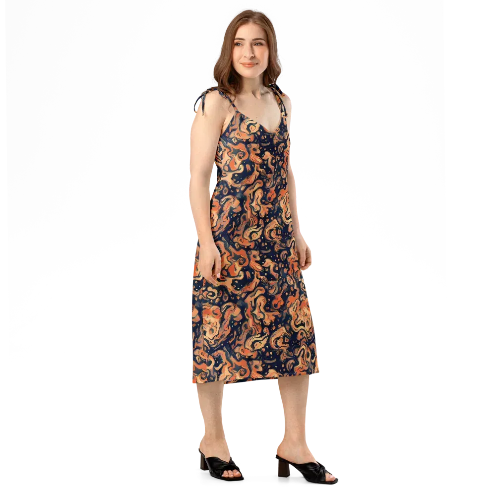Tangerine Abyss on Slip Dress — Right Front