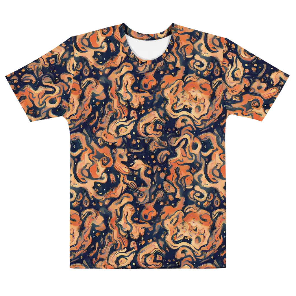 Tangerine Abyss on Men's Cotton Crew Neck T-Shirt — Front