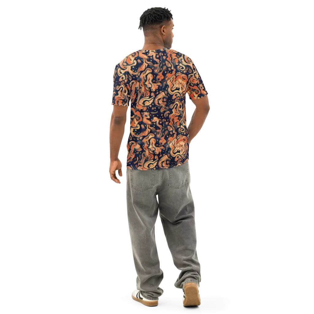 Tangerine Abyss on Men's Cotton Crew Neck T-Shirt — Back