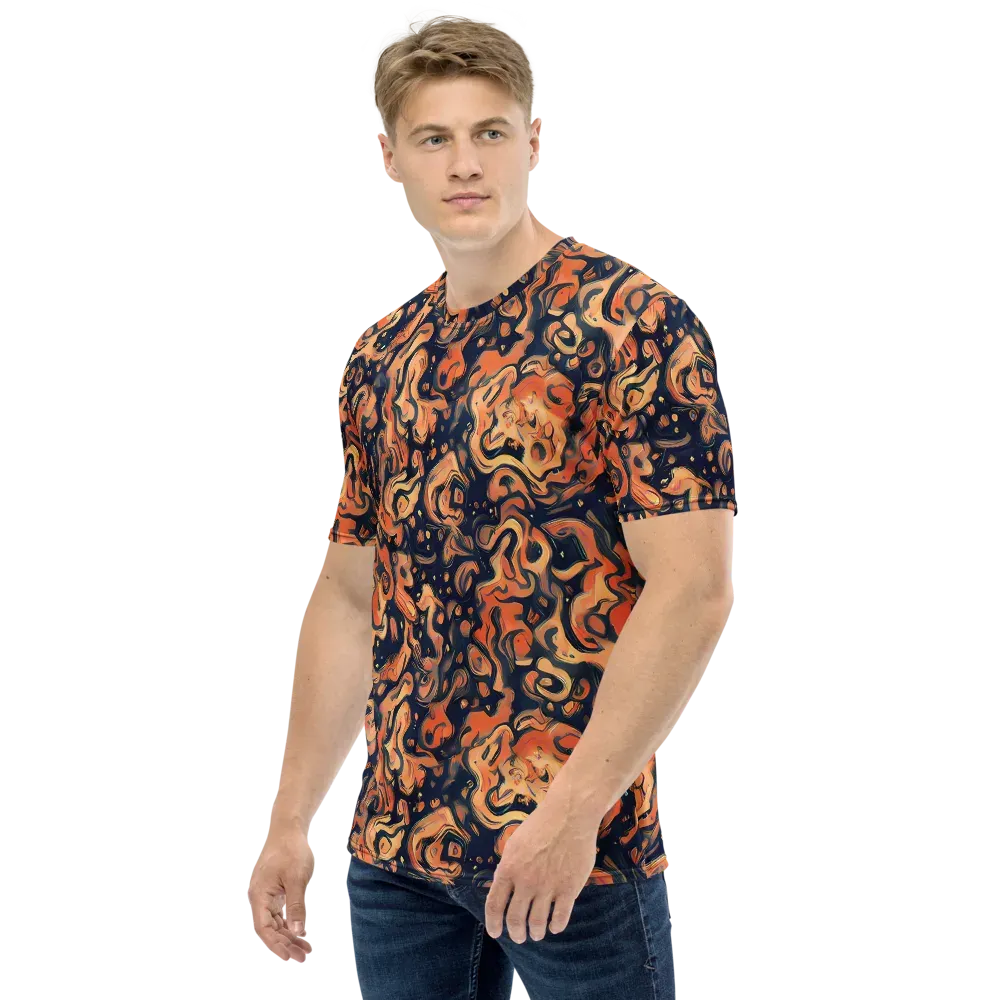 Tangerine Abyss on Men's Crew Neck T-Shirt — Left