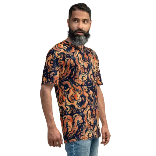 Tangerine Abyss on a Men's Crew Neck T-Shirt