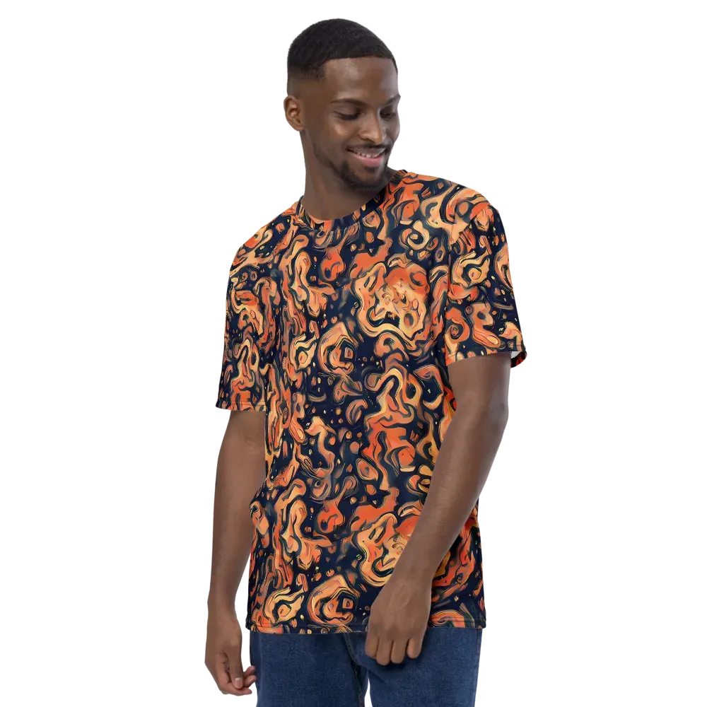 Tangerine Abyss on Men's Crew Neck T-Shirt — Left