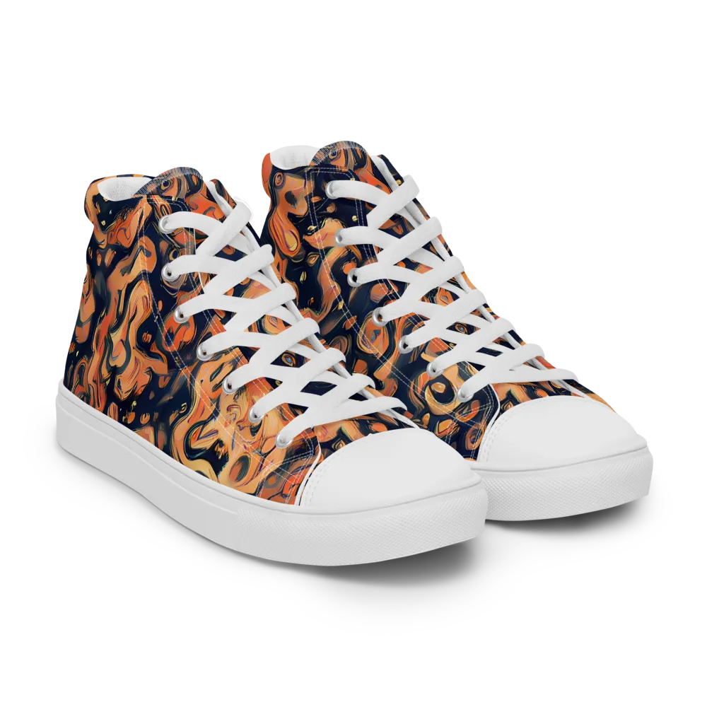 Tangerine Abyss on Men's High Top Canvas Shoes — Right Front