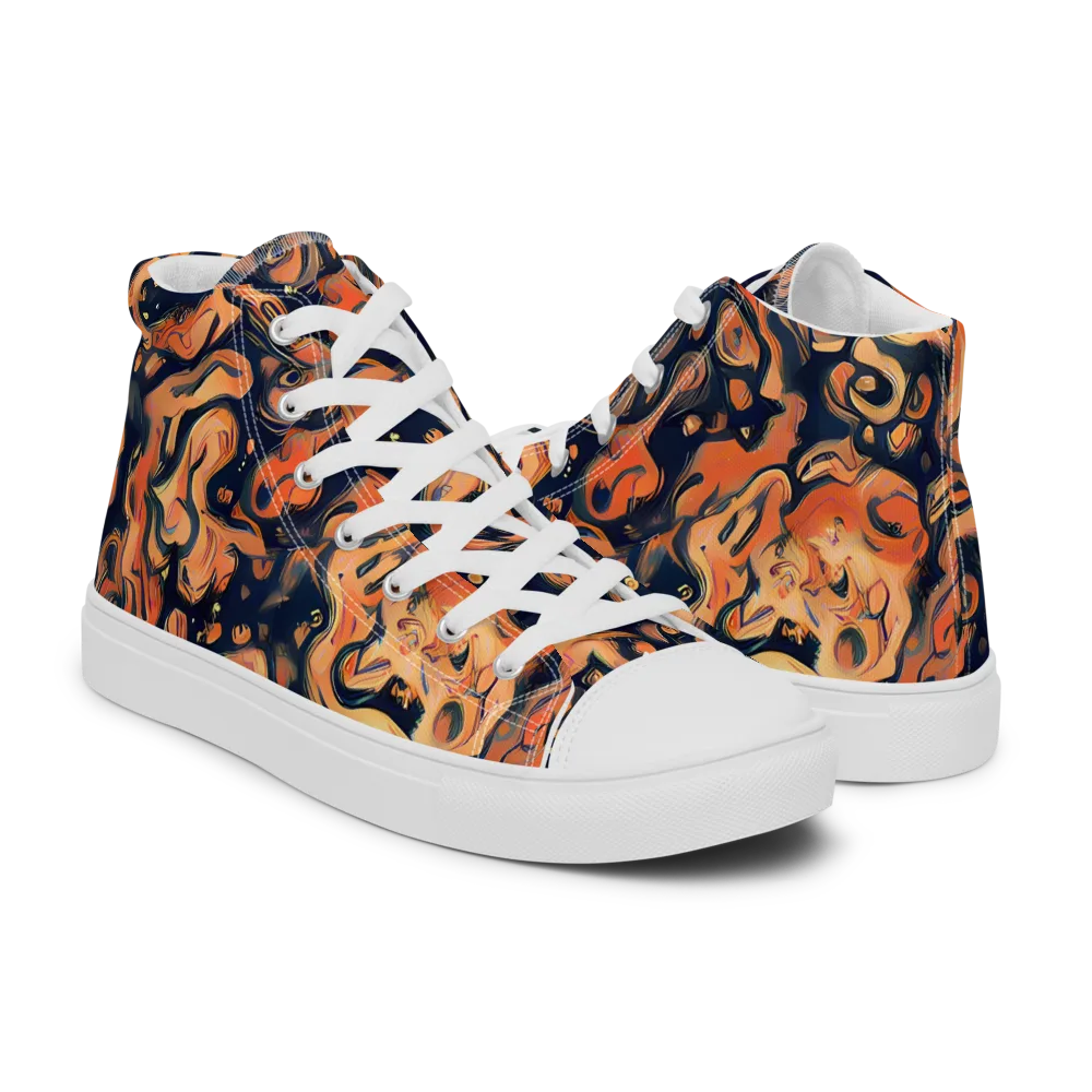 Tangerine Abyss on Men's High Top Canvas Shoes — Right