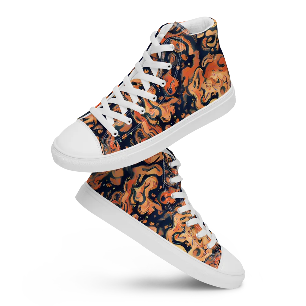 Tangerine Abyss on Men's High Top Canvas Shoes — Front
