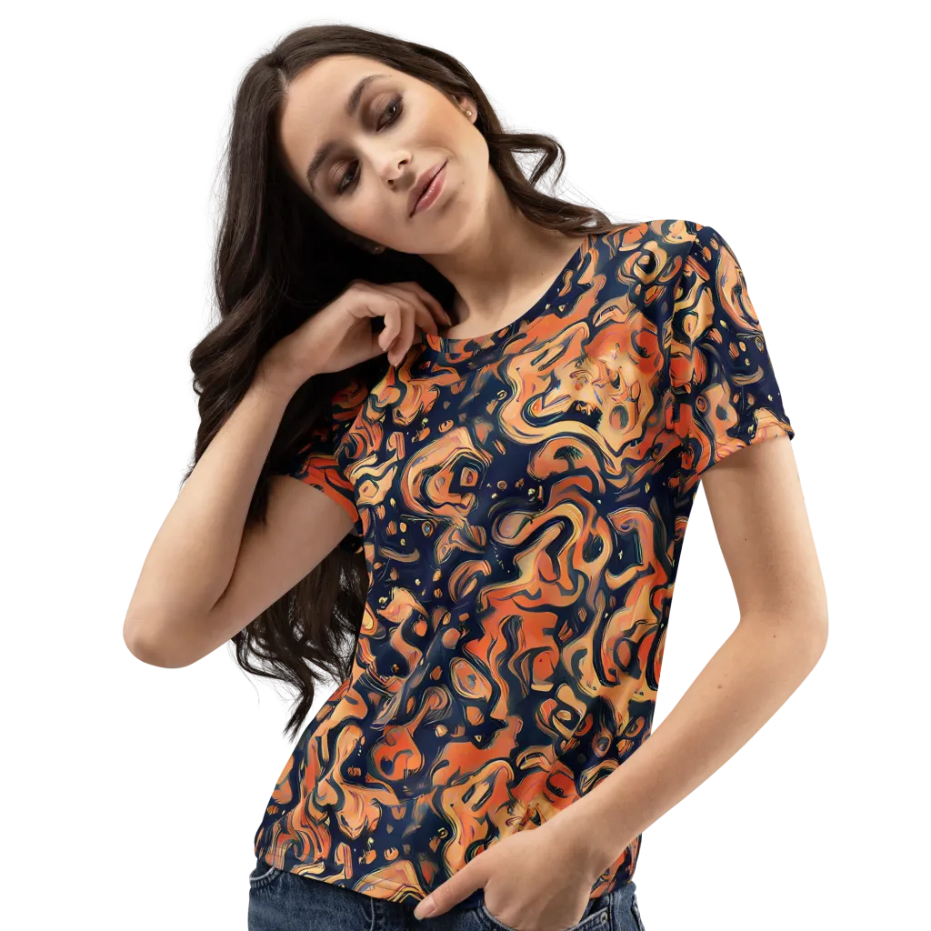 Tangerine Abyss on Women's Crew Neck T-Shirt — Left Front