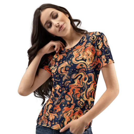 Tangerine Abyss on a Women's Crew Neck T-Shirt