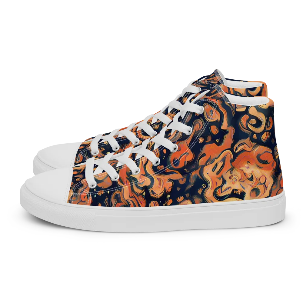 Tangerine Abyss on Women's High Top Canvas Shoes — Left