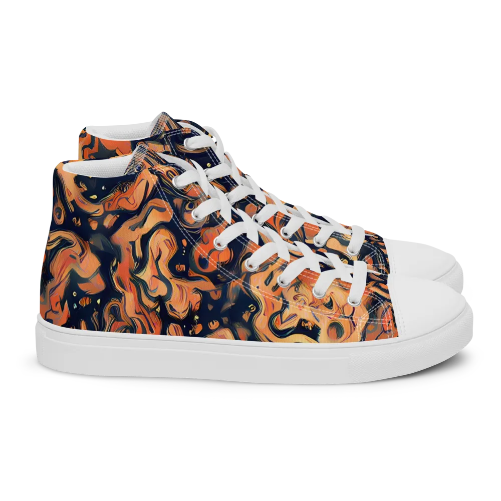 Tangerine Abyss on Women's High Top Canvas Shoes — Right