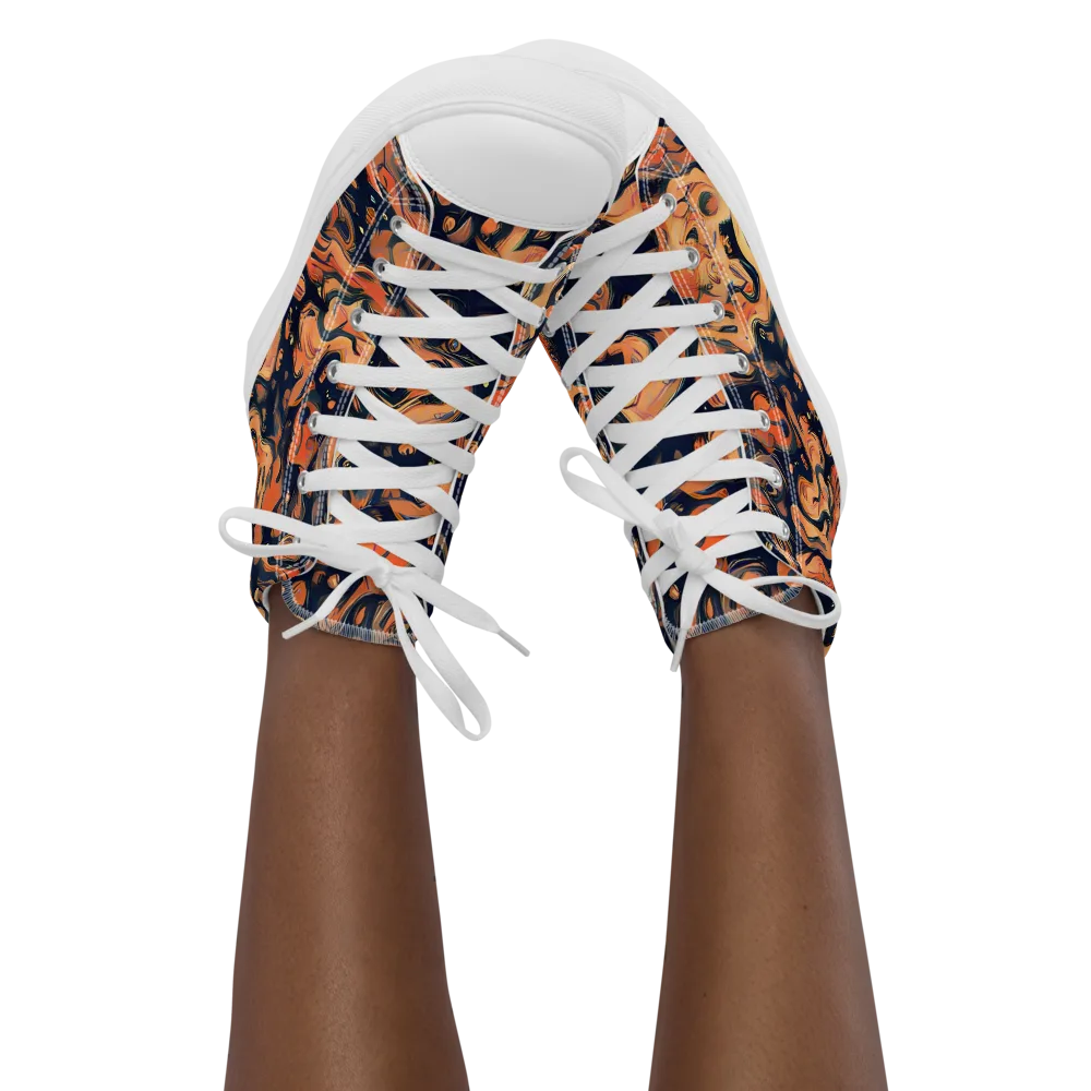 Tangerine Abyss on Women's High Top Canvas Shoes — Front