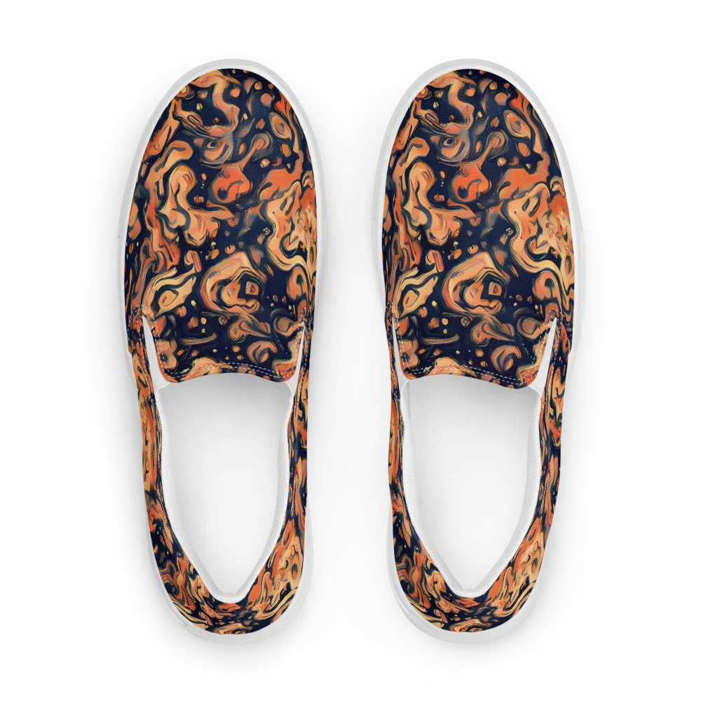 Tangerine Abyss on Men's Slip-On Canvas Shoes — Front