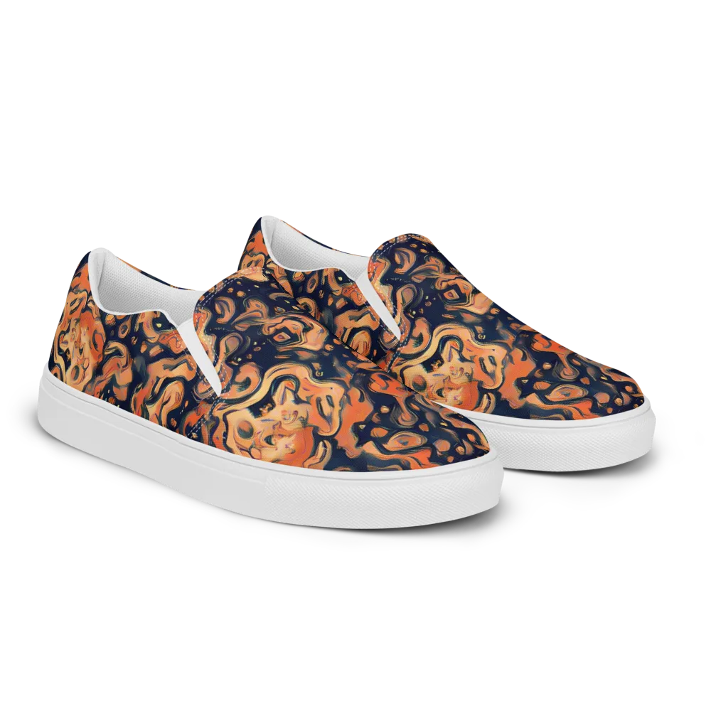 Tangerine Abyss on Men's Slip-On Canvas Shoes — Right Front